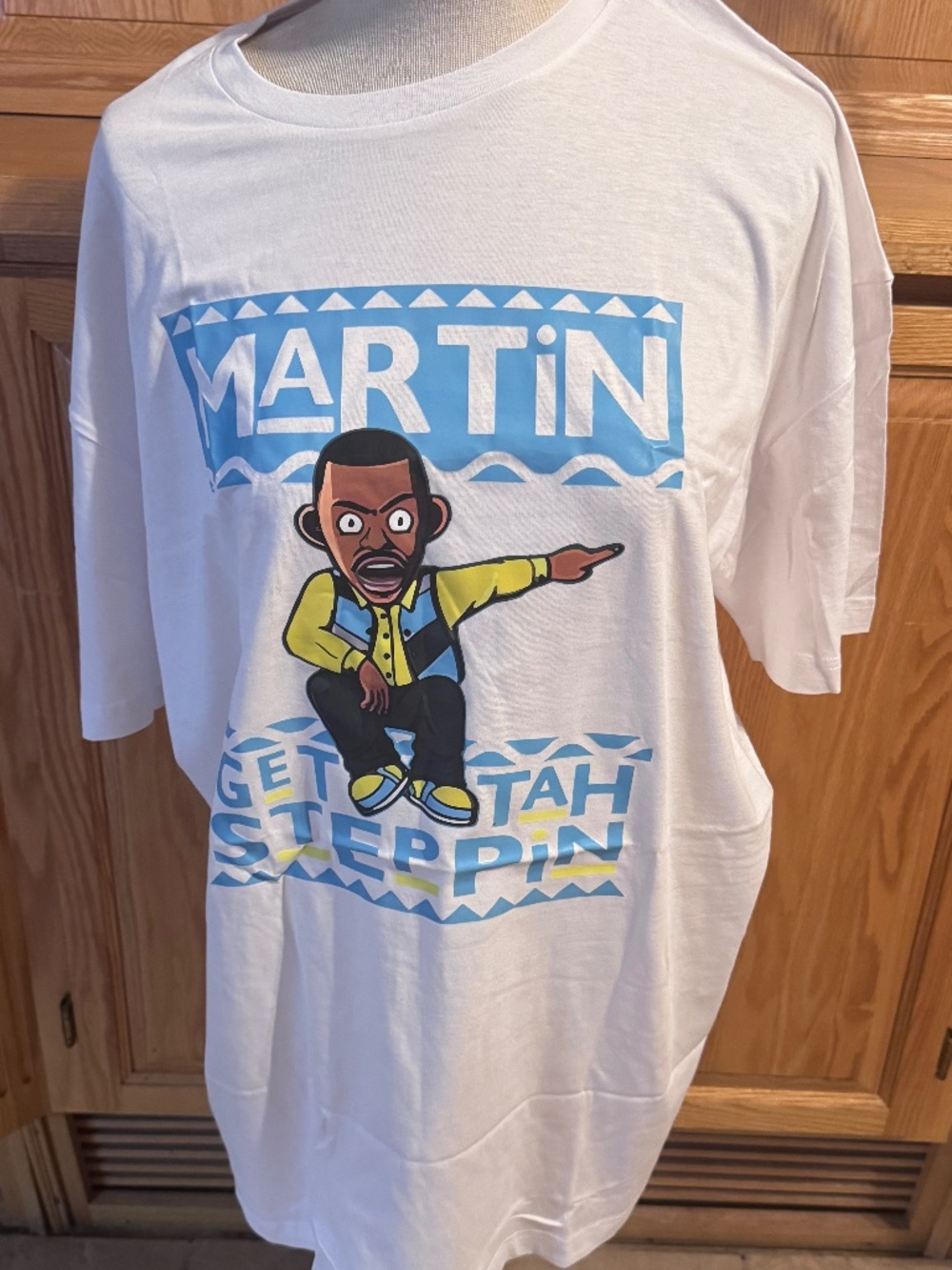 Smart Blanks White 2XL Men's Tee "Martin Get Tah Steppin" T-Shirt Classic Crew